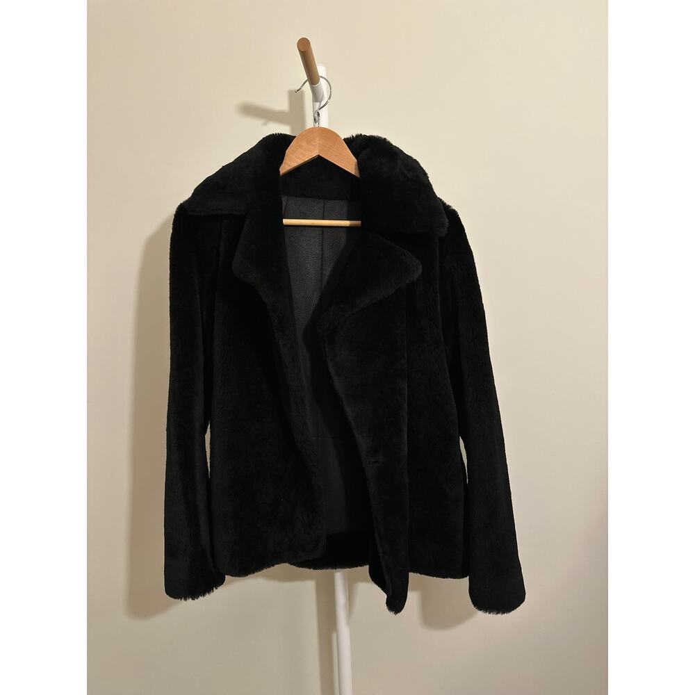 Theory Reversible Shearling Jacket — Black, Size P - image 1
